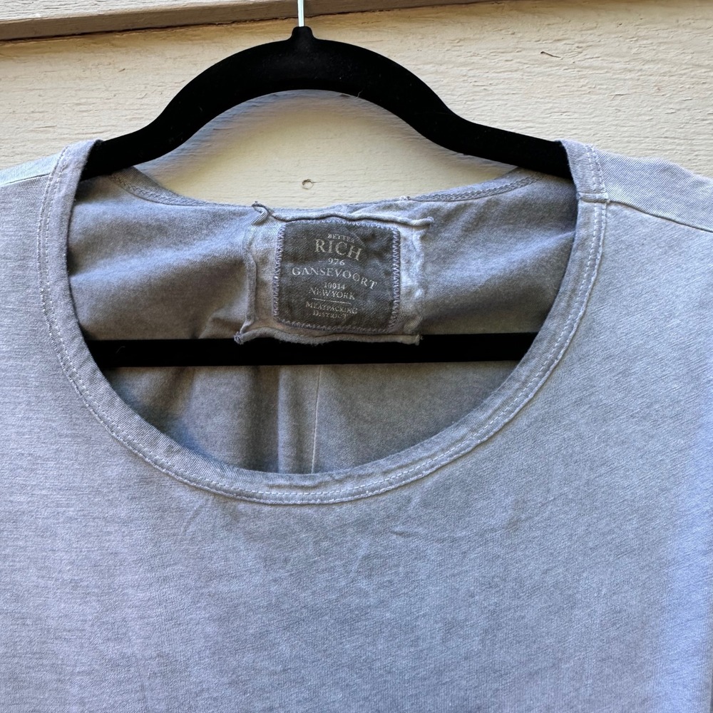 Better Rich Gray Rhinestone New York City Long Sleeve Graphic Top Cotton Modal - Picture 7 of 12